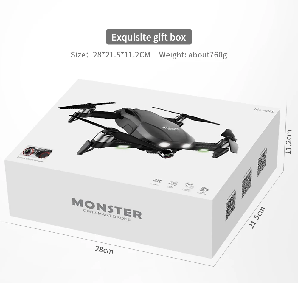 F8 GPS Drone with 2K 1080P Camera Two-Axis Anti-Shake Self-Stabilizing Gimbal WiFi FPV Brushless Quadrocopter VS Zen K1 SG906