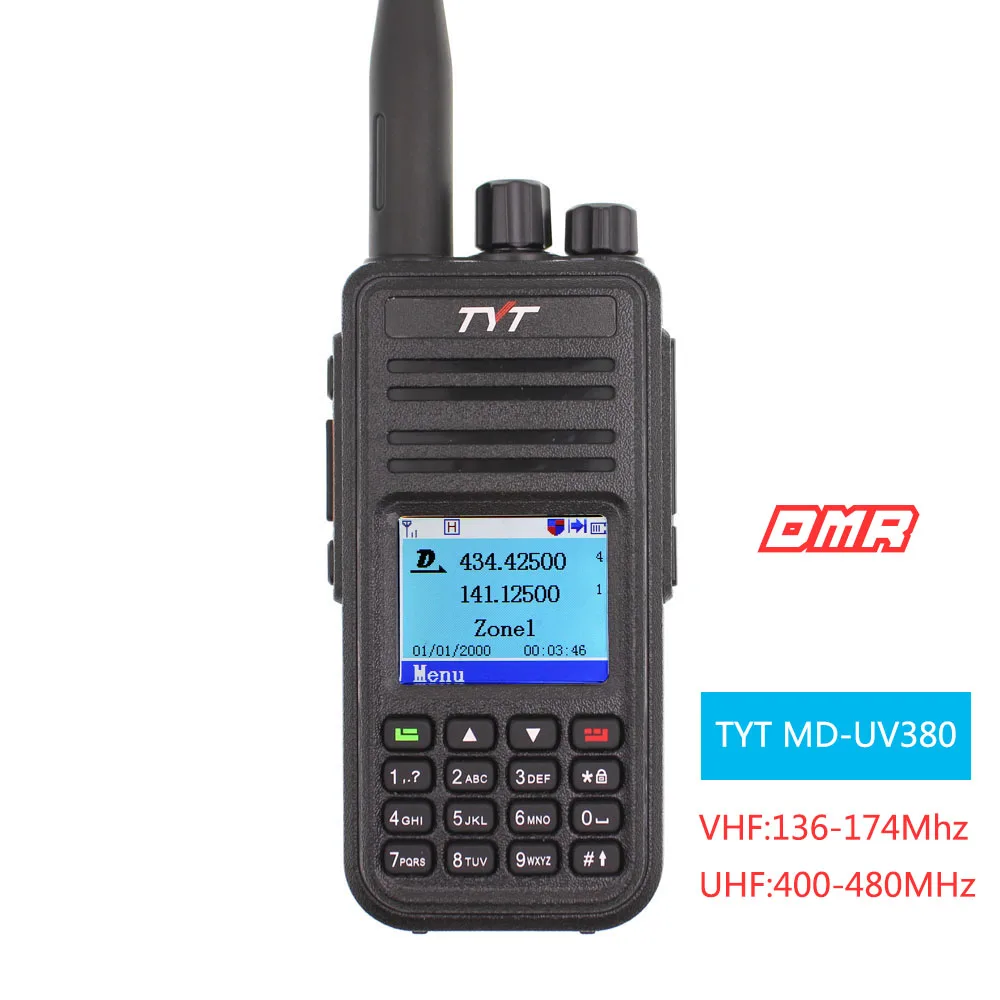 Двойной дисплей цветной рации TYT MD-UV380 двухдиапазонный радио VHF+ UHF Цифровой DMR двухстороннее радио MDUV380 Dual Time slot transcei