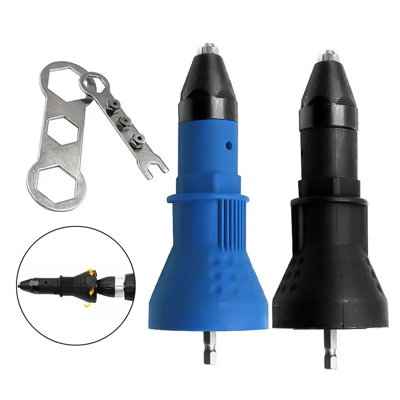 7 unids/set eléctrico remachadora tuerca pistola remachadora inalámbrico fascinante taladro adaptador de tuerca de inserción de herramienta con llave y nueces 2,4-4,8mm