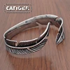 Vintage 316L Stainless Steel Feather Shape Open Cuff Bangle Bracelet for Men or Women Classic Retro Style Rock Jewelry ► Photo 3/6