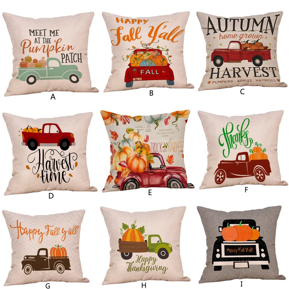 

Halloween Pillow Cases Happy Fall Y'all Cotton Linen Sofa Car Pumpkin Ghosts Cushion Cover Home Decor 2O0906 Christmas Pillow