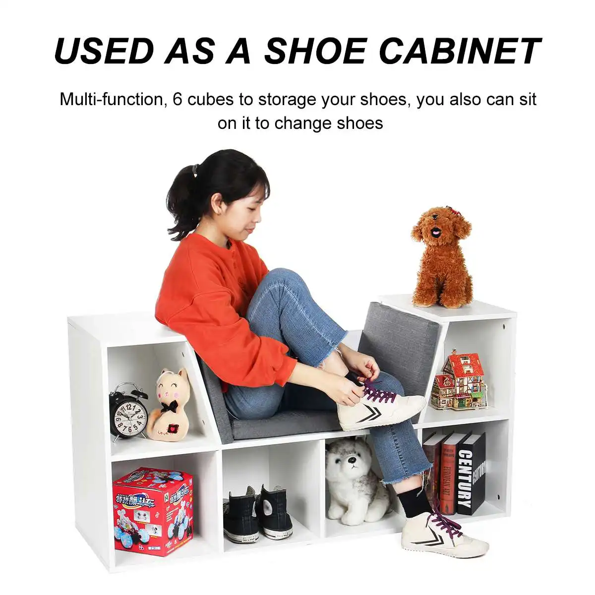 

Children's Book Shelf Student Storage Bookcase Bookshelf Industrial Decor Storage Children's Toy Shelf Estanteria + Cushion