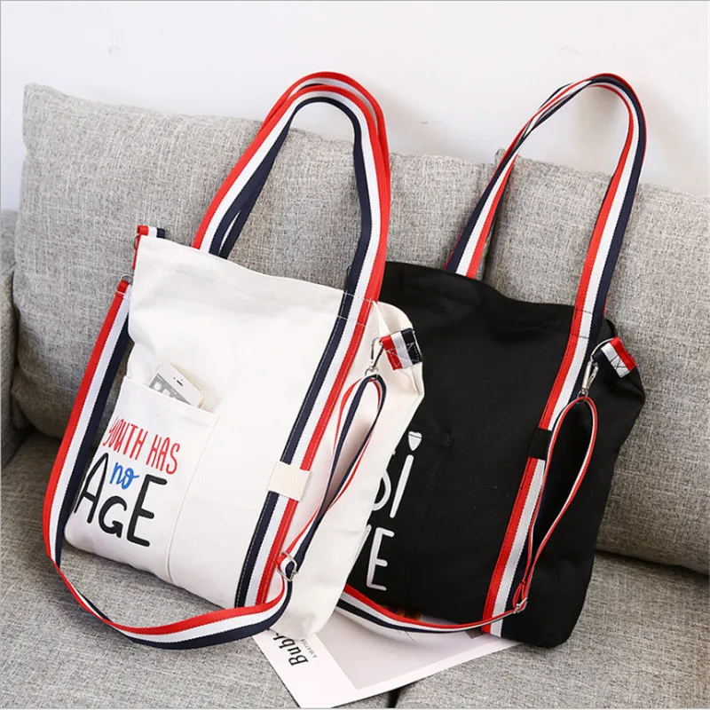 

Fashion New Korean Student Handbags Literary one-shoulder Diagonal Detachable Shoulder Strap Canvas Bag
