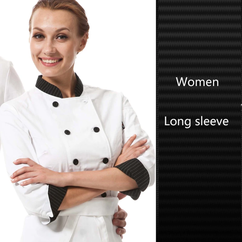 Новая Униформа шеф-повара ресторана с коротким рукавом летняя рабочая одежда для мужчин и женщин кухонная куртка шеф-повара белая униформа для повара - Цвет: long sleeve