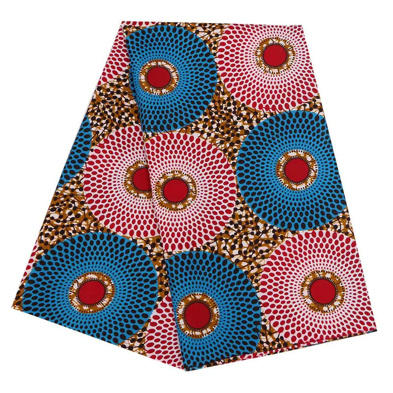 Голландский Воск синий и красный круг печати ткань высокого качества Африканский Воск - Цвет: as picture