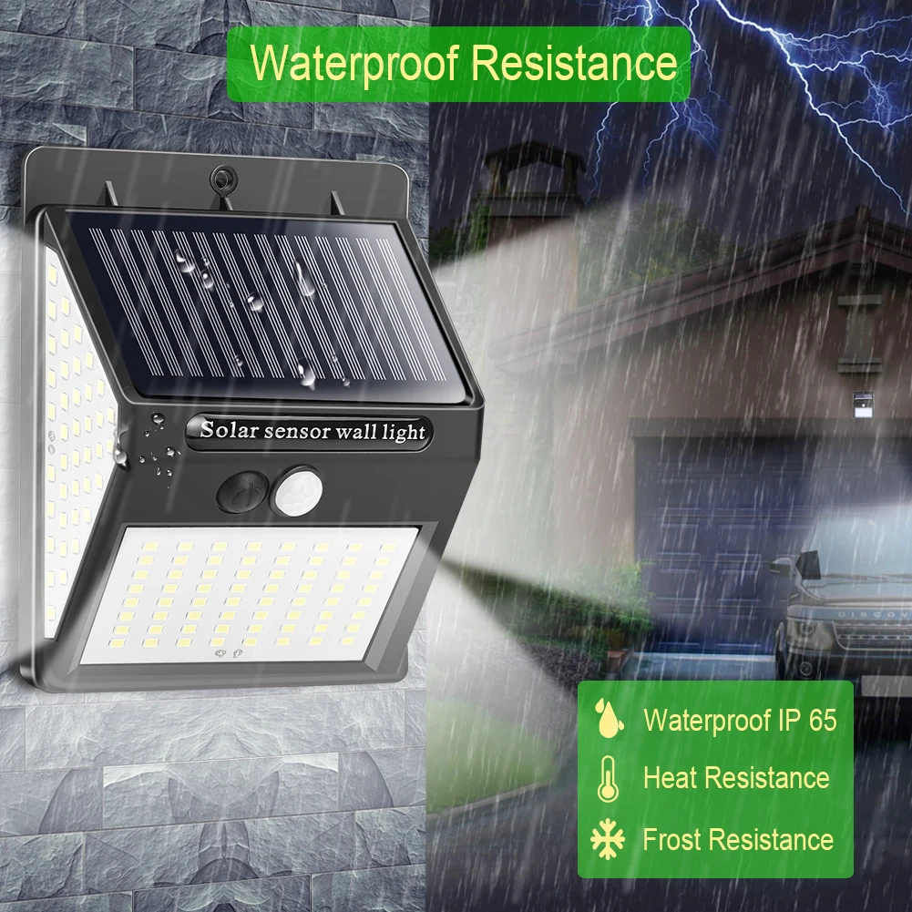 

144 /100 LED Outdoor Solar Light Lamp PIR Motion Sensor waterproof Solar Powered Wall Light Street Light for Garden Decoration