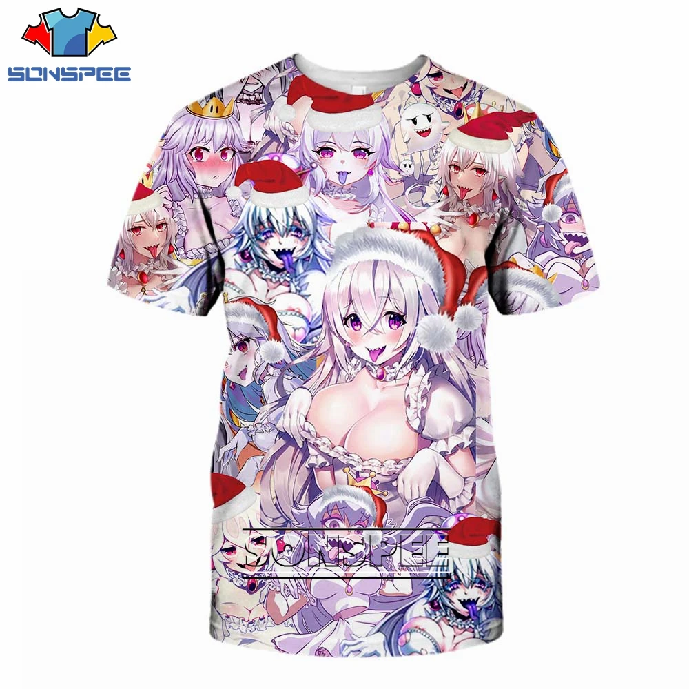 

SONSPEE the 3D Short Sleeve Anime Sexy kawaii loli girl Cosplay Maid T Shirt Exposed girl Magical girl cute T Shirt Men Shirt