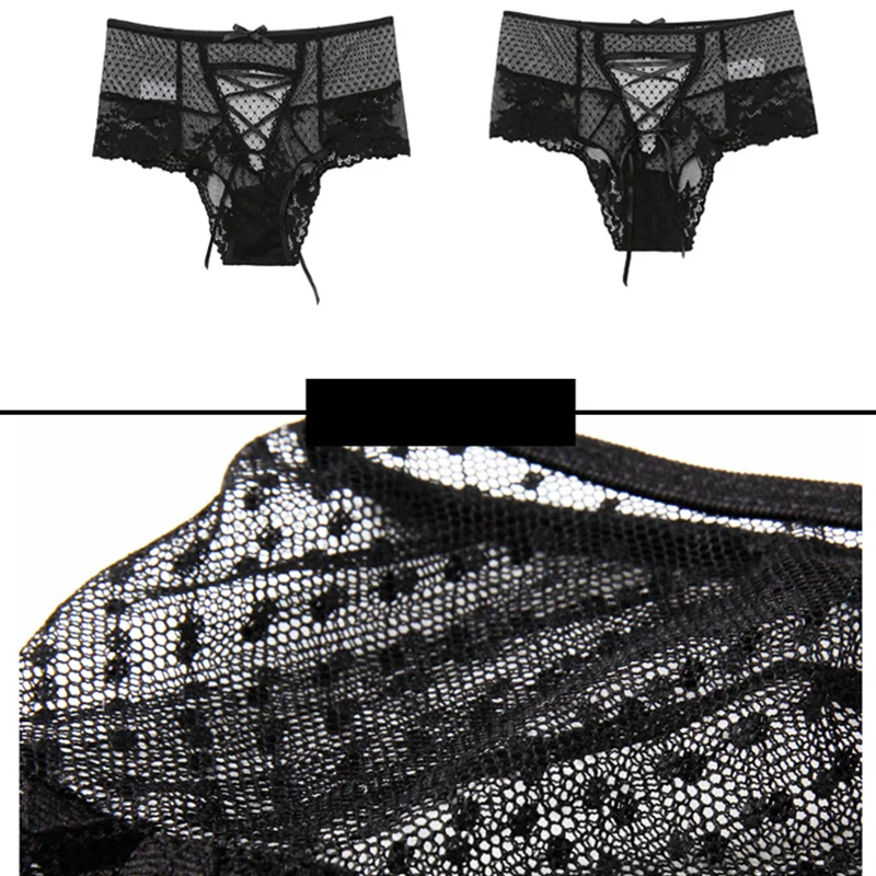 6XL Plus Size Panties High Waist Sexy Panties Black Bandage Underwear Transparent Sheer Lace Underpants Lingerie Sexy Briefs