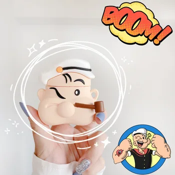 

Popeye Sailor Earphone Case for AirPods 1 2 Pro Charge Box Funny Cartoon Silicone Wireless Bluetooth Earphone Protect Cover Case