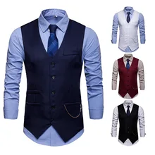 New Style Men Suit Waistcoat West Back Korean-style Slim Fit Customizable Large Size Vest Photo Shoot Marriage Formal Dress