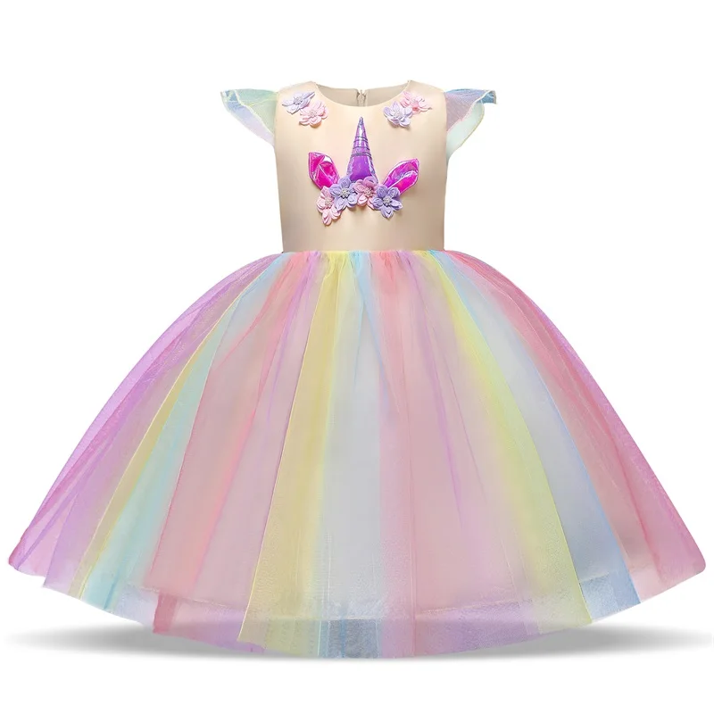 Детское платье с единорогом для маленьких девочек; детский Карнавальный костюм для девочек; нарядные платья; нарядная одежда принцессы для девочек на свадьбу; Unicornio - Цвет: Dress 2