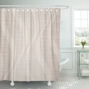 

Tan Neutral Light Wavy Pattern Fiber Fine Weave Taupe Shower Curtain Waterproof Polyester Fabric 72 x 78 Inches with Hooks