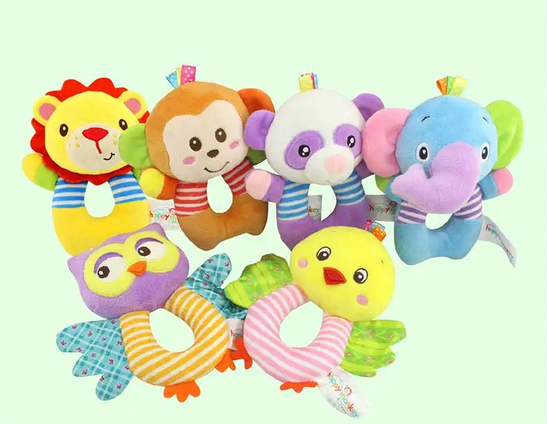 Кольцо на руку для новорожденных, Мультяшные круглые детские игрушки-погремушки, милая детская кукла, мягкая игрушка в виде животного, плюшевые подарки, слон, обезьяна, лев, 6-12 месяцев