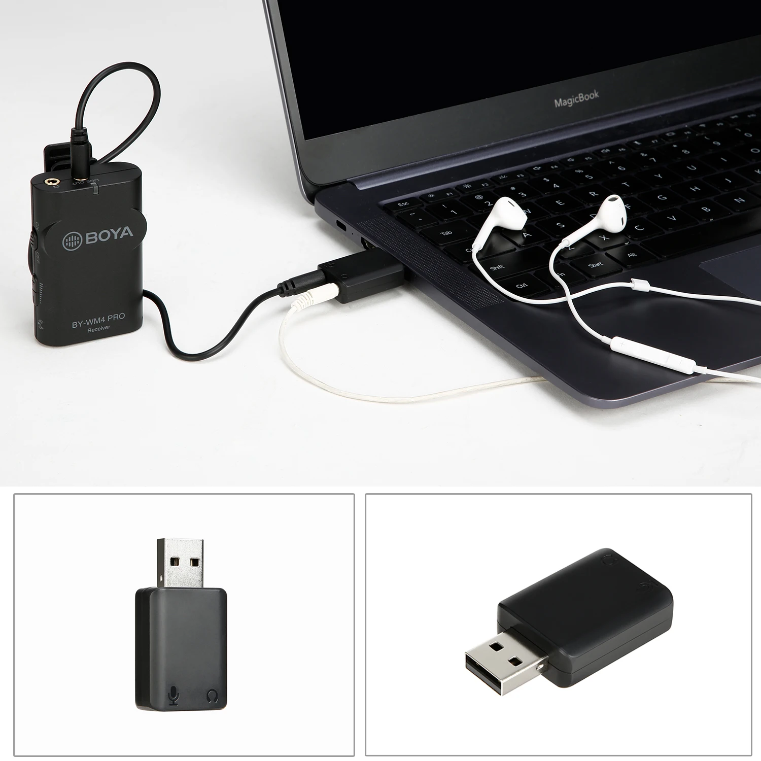 BOYA BY-EA2/EA2L USB 외부 사운드 카드 데스크탑 노트북 USB 3.5mm 헤드셋 마이크 오디오 박스 어댑터 액세서리