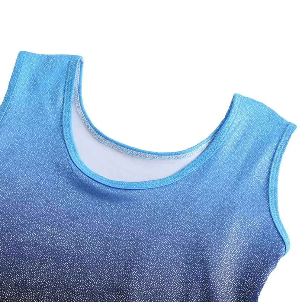 Girls Ballet Leotard Sleeveless Gymnastics One-Piece Rhineston Glitter Professional Leotard