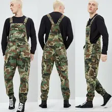 Autumn New Fashion Men's Distressed Denim Camouflage Overalls Bib Male Casual Jumpsuit Moto Biker Jean Pants Overalls Outfits