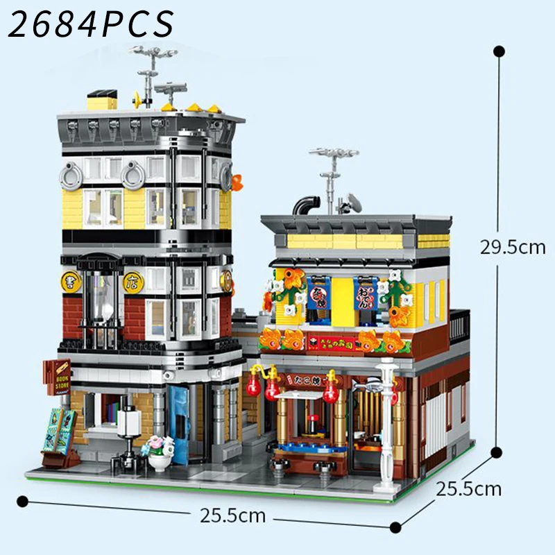 Конструктор MOC 2684 шт. креативная архитектура магазин суши уличный вид кирпичные