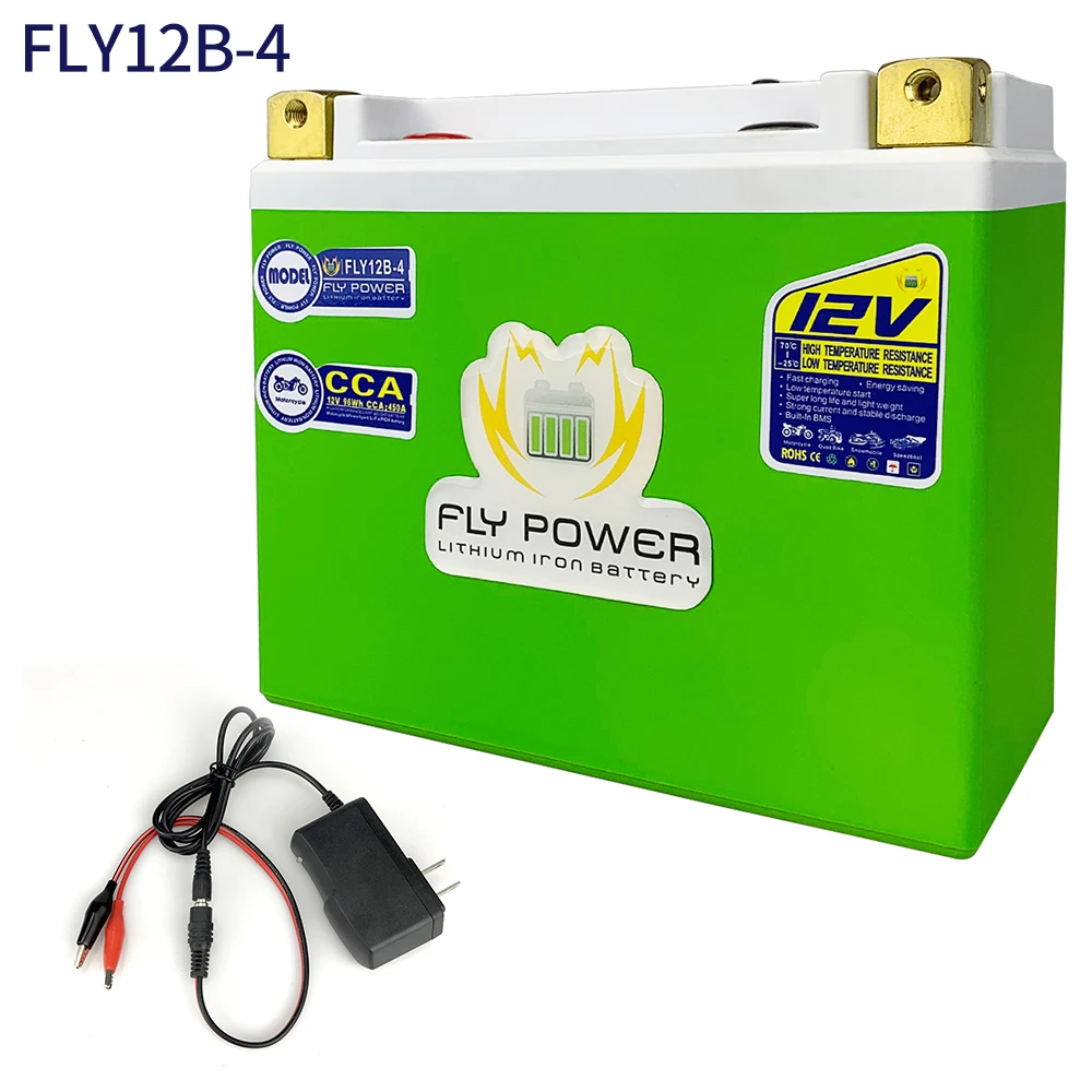 FLY12B-4 CCA 450A 96Wh Motorcycle 12V LiFePO4 Battery motorcycle battery lithium phosphate battery Lithium Scooter Batteries 12V For ATVs UTVs GT12B-4 YT12B-BS UT12B-4 YT12B
