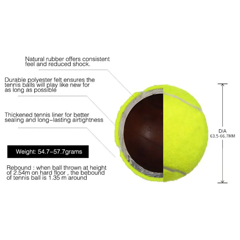 Color Tennis Balls 6pcs Pack Starndard 2.5inch Polyester Felt Dog Tennis Balls Advanced Training Ball