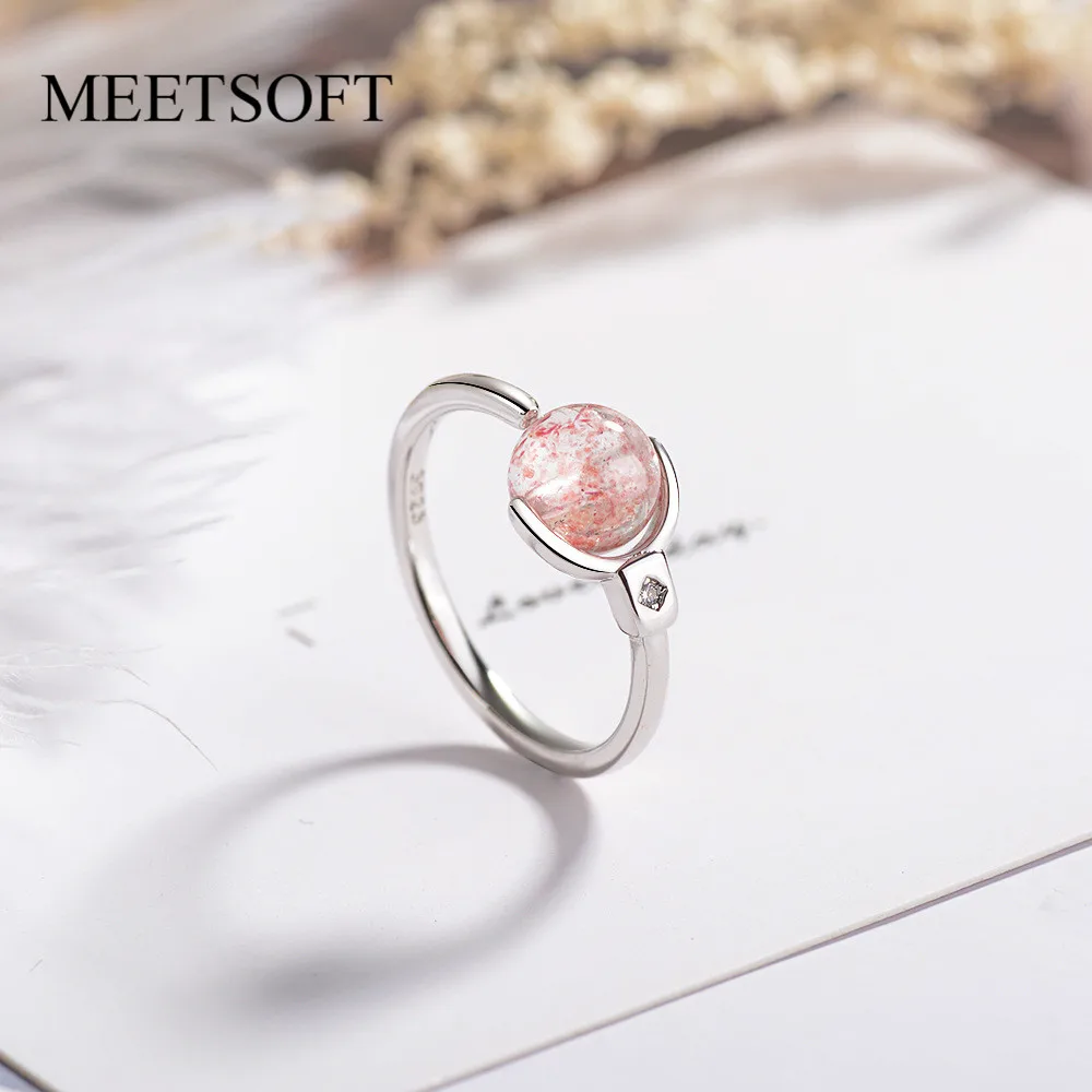 MEETSOFT Открытое кольцо с серебряным покрытием для женщин простое регулируемое