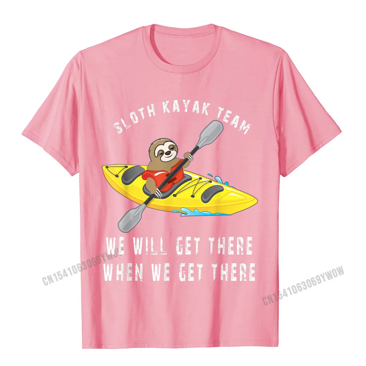Classic 2021 Popular Leisure Tops T Shirt Round Collar Fall 100% Cotton Short Sleeve T-Shirt for Men Simple Style Tops Tees Sloth Paddling Kayak Team funny Sloth Team T-Shirt__546 pink