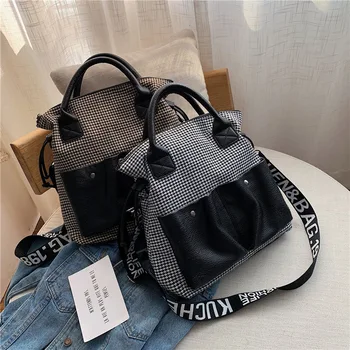

New Plaid Large Luxury Handbags Women's Bag 2019 Big Totes Bag Female Top-handle Handbag Patchwork Shoulder Messenger Bags