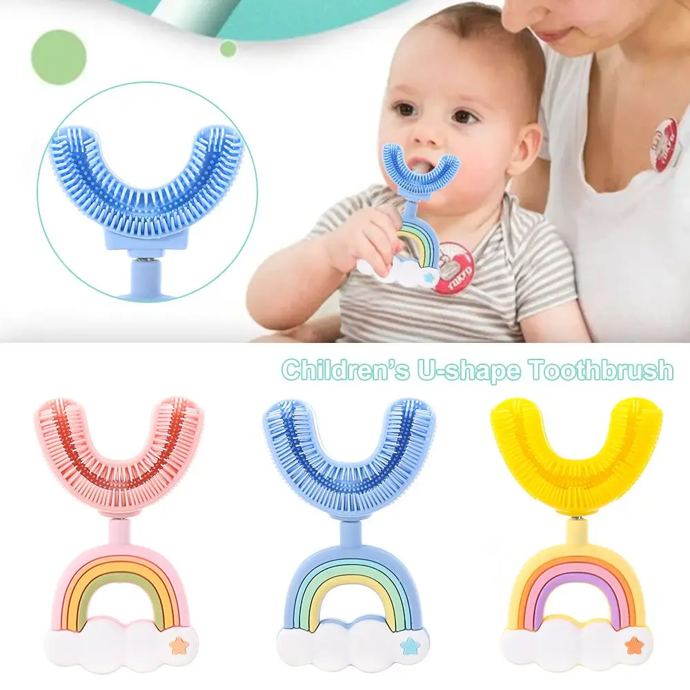 

Rainbow Childrens U-shape Toothbrush Soft Infant Tooth Teeth Clean Brush 360° Thorough Cleaning Baby Oral Health Care Beauty