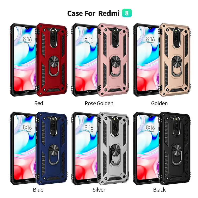 Для Xiaomi Redmi 8A Redmi 8 3D комбинированный бронированный чехол для Xiaomi Redmi Note 8 Pro металлический корпус для задней панели телефона чехол, Fundas Coque Etui>
