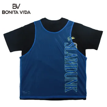 

Bonita Vida Two pieces Style Letter Print Top Tees Shirts Men 2020 Summer Short Sleeve Cotton T shirts Men Harajuku Casual Tops