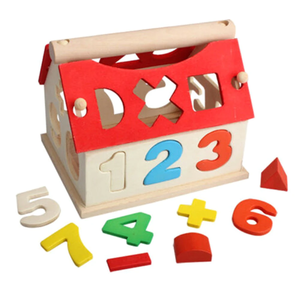 Деревянный дом номер игрушки Дети Монтессори обучающая интеллектуальная блоки игрушки для детей день рождения Подарочные блоки#20