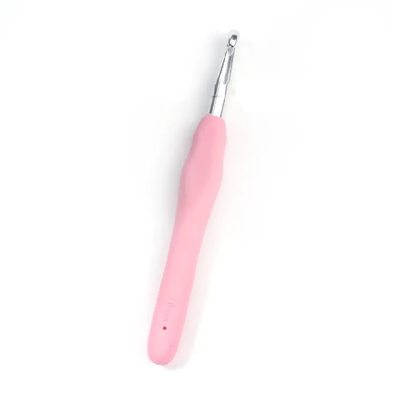 

2PCs 7mm Pink Color TPR Aluminum Crochet Hook Set Knitting Needles Soft Handle Kit Sweater Scarf Sewing Needles Knitting Tools