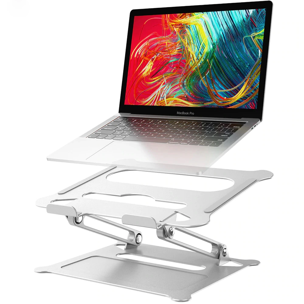 Laptop Stand,Aluminum Alloy Strong Hollow Heat Dissipation Silicone Opening Design Folding Portable Stand Ergonomically Adjustable Height Laptop Stand,Silver 