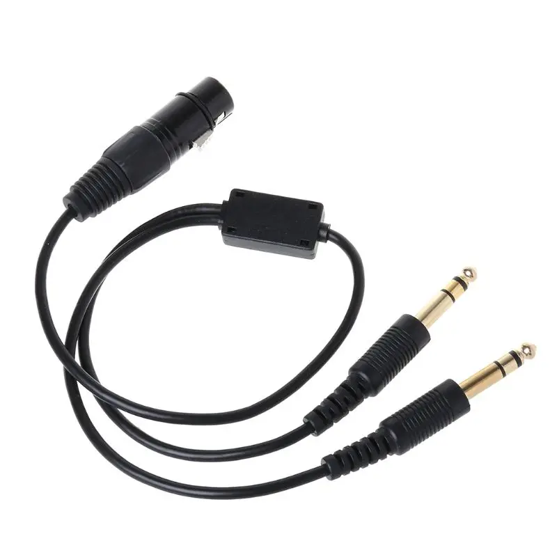 

For Airbus XLR to GA Dual Plug 5 Pin Adapter Cable Aviation Headphone Cable Kit