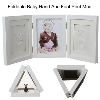 

7" DIY Baby Photo Frame Foldable Handprint Imprint Drying Soft Clay Footprint Kid Casting Parent-child Hand Inkpad Fingerprint