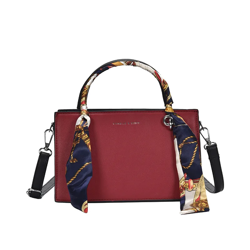 

New small bag ladies 2019 winter new wave fashion frosted silk bandwidth square package Korean version of the wild Messenger bag