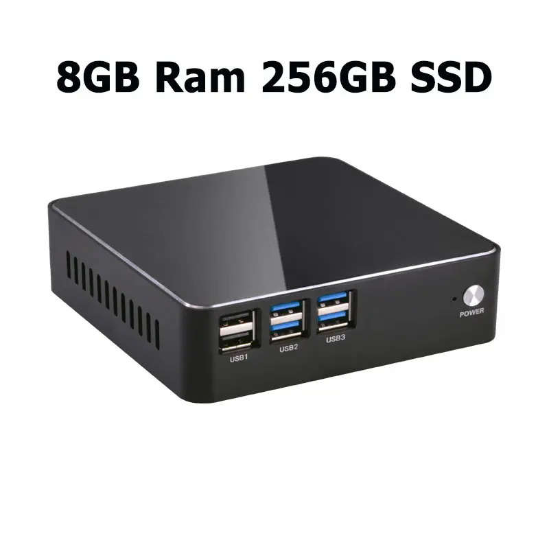 Мини-ПК Поддержка Windows 10 Intel i5 5200U карманный компьютер 4 ГБ ОЗУ/64 Гб SSD, LAN, WiFi, HDMI и VGA порт для двойного дисплея, автоматическое включение - Цвет: 8GB Ram 256GB SSD
