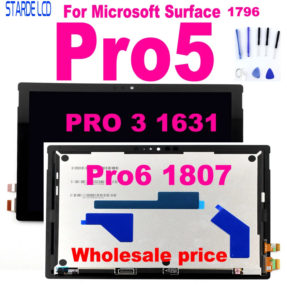 

Original LCD For Microsoft Surface Pro5 Pro 5 1796 Pro 6 pro6 1807 LCD Display Touch Screen Digitizer Assembly pro3 1631 pro 5