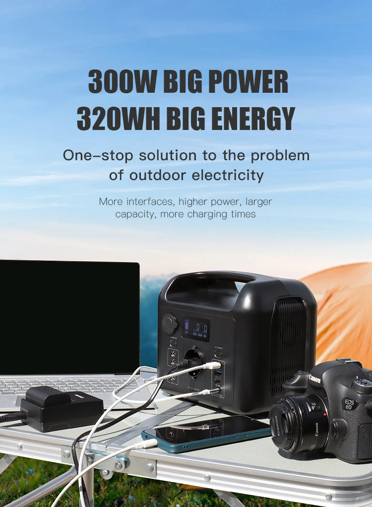 300W LiFePo4 Battery Power Station AC 220V 110V Outdoor Mobile Power Supply QC3.0 Quick Charge Solar Generator fast charging power bank