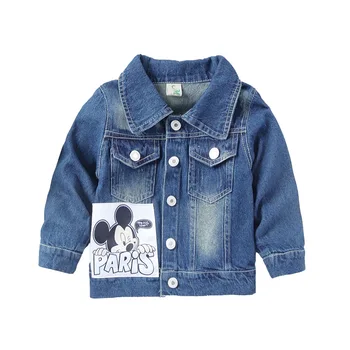 

Children Micky Denim Jacket Coat 2019 Spring Kids Fashion Printing Outerwear for Baby Boys Girls Autumn Hole Jeans Coat