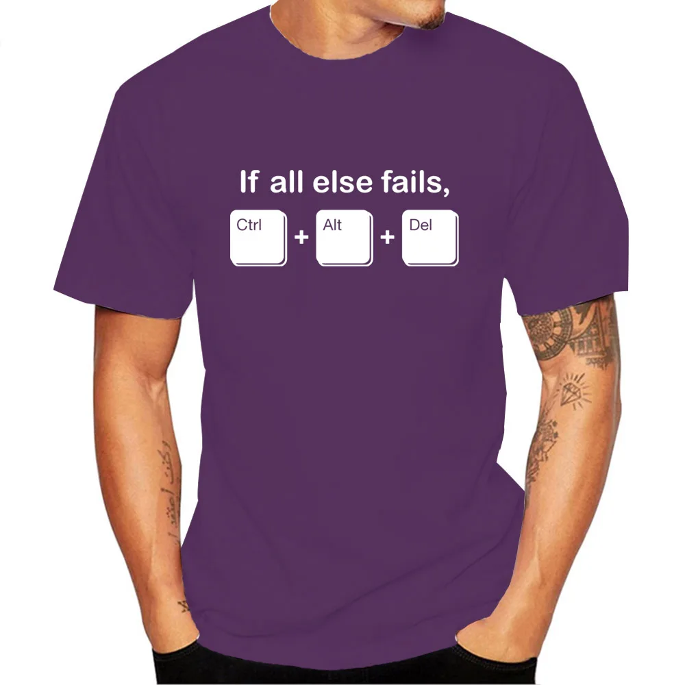 J233-MSTPP- Новая летняя забавная футболка с надписью If All Else Fails CTRL ALT DEL Tech support Geek, мужские футболки, модные повседневные футболки с коротким рукавом - Цвет: J233-MSTPP-