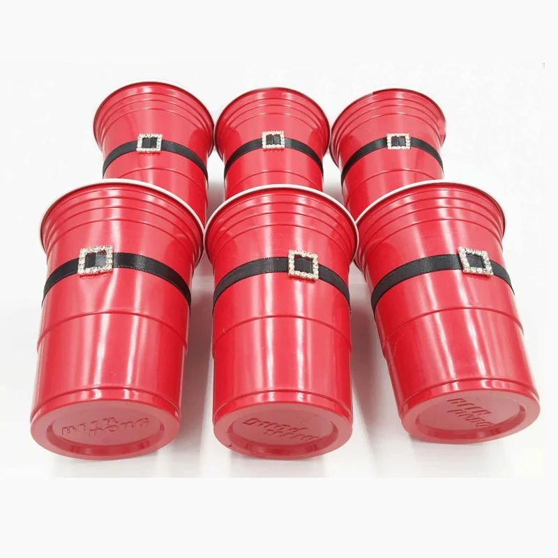 6 шт./компл. бытовой для рождественской вечеринки Beer Pong красные чашки Санта Клаус игра чашка вечерние соломы для рождественской вечеринки игра чашка Пластик чашки
