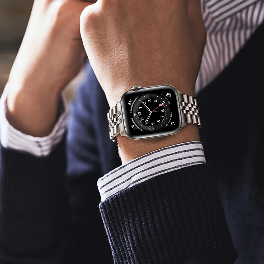 Gelang Tipis untuk Apple Watch Se 40Mm 44Mm Strap Iwatch 7 6 5 3 38Mm 42Mm  Band Slim Baja Tahan Karat Link Gelang Pria Wanita Korea - AliExpress Jam  tangan