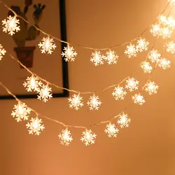 LED Snowflake String Lights Snow Fairy Garland Decoration for Christmas tree New Year Room Valentine's day Battery Operated