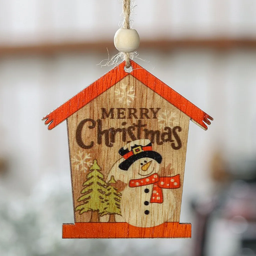 Рождественское украшение, инновационная краска, Санта Клаус, деревянная подвеска, маленький домик, красочная деревянная подвесная Рождественская елка, декор A3096