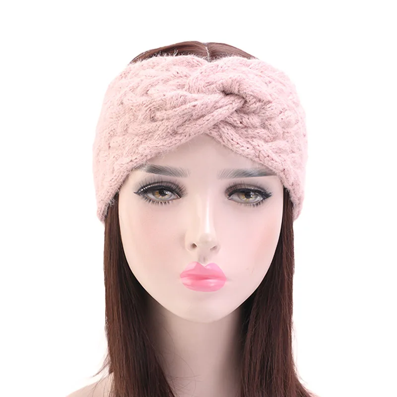 Winter Ear Warm Wool Twist Headband Turban Lady Crochet Wide Stretch Hairband Headwrap Hair Accessories New Fashion
