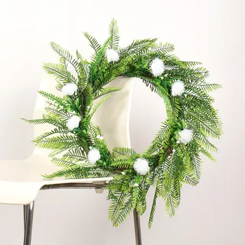 

Simulation Plant Fern Leaves Autumn Garland Wreath Wooden Vine Circle Home Decor Halloween Thanksgiving Christmas Wreath 2