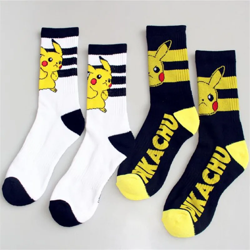 Japan Anime Pokemon Sports Socks Pikachu Poke Ball Lovers Knee High Men Women Cartoon Cute Cotton