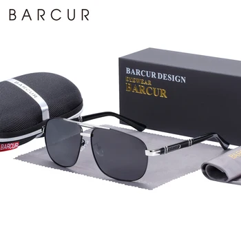 

BARCUR Square Sunglasses Men Polarized Driving Mirror High Quality Sun glasses Male gafas de sol