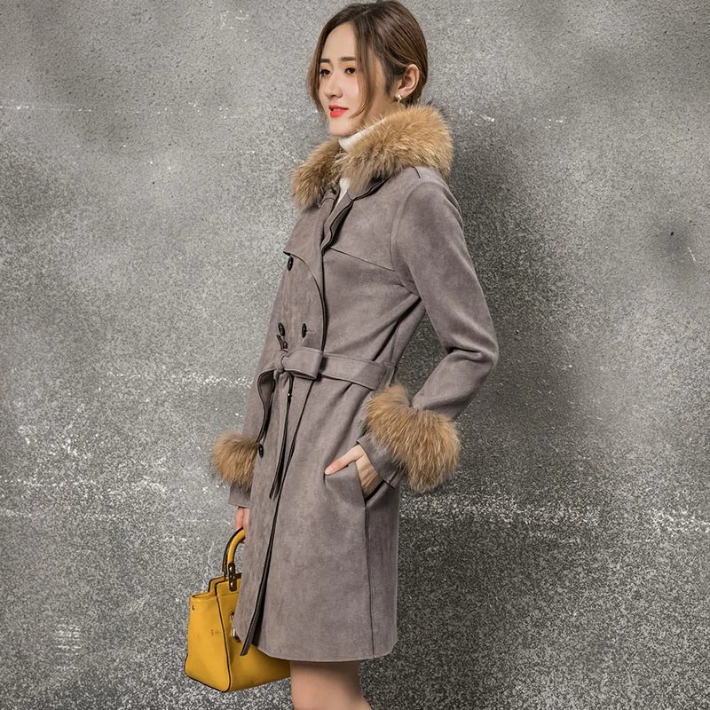 Стиль Модные женские тонкие тренчи женские меховые воротнички Peacoat зимние хлопковые пальто куртки верхняя одежда