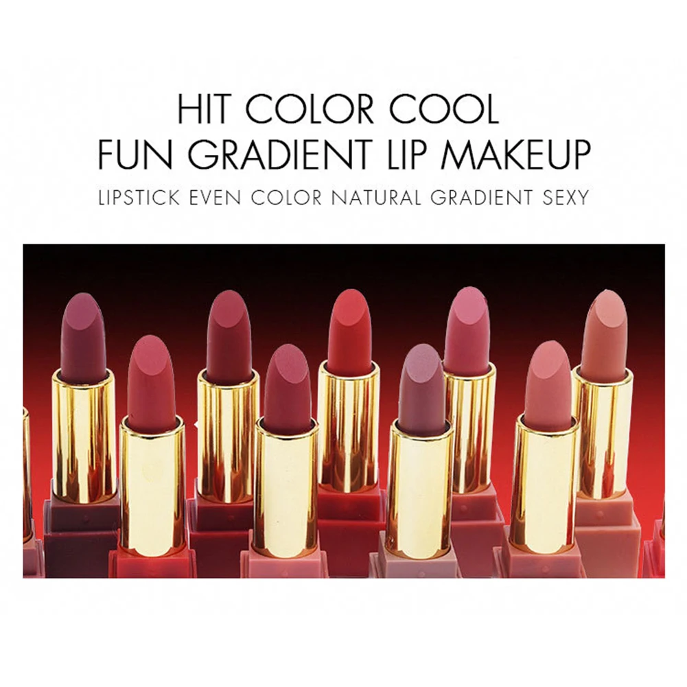 12 Matte Lasting Sexy Red Matte Lot Cosmetic Waterproof Long Lasting Pigment Velvet Sexy Matte Lip Naked Lipstick Kits Cosmetics